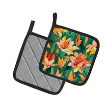 Load image into Gallery viewer, Lilies in Watercolor Pot Holders - Set of 2 Decorative Kitchen Helpers | Made in the USA