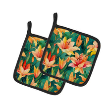 Load image into Gallery viewer, Lilies in Watercolor Pot Holders - Set of 2 Decorative Kitchen Helpers | Made in the USA