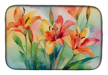 Load image into Gallery viewer, Lilies in Watercolor Dish Drying Mat