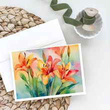 Load image into Gallery viewer, Lilies in Watercolor Greeting Cards -  Blank Note Cards – 8-Pack of Artist-Designed Cards with Envelopes