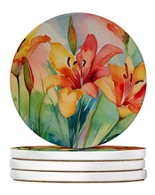 Load image into Gallery viewer, Lilies in Watercolor Large Sandstone Coasters Pack of 4