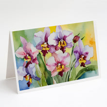 Load image into Gallery viewer, Orchids in Watercolor Greeting Cards -  Blank Note Cards – 8-Pack of Artist-Designed Cards with Envelopes