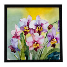 Load image into Gallery viewer, Orchids in Watercolor Framed Metal Print