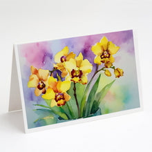 Load image into Gallery viewer, Orchids in Watercolor Greeting Cards -  Blank Note Cards – 8-Pack of Artist-Designed Cards with Envelopes