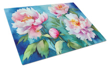 Load image into Gallery viewer, Peonies in Watercolor Glass Cutting Boards – Durable, Decorative Kitchen Art Large
