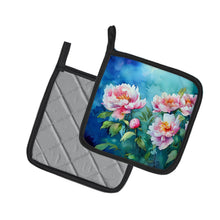 Load image into Gallery viewer, Peonies in Watercolor Pot Holders - Set of 2 Decorative Kitchen Helpers | Made in the USA