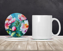Load image into Gallery viewer, Peonies in Watercolor Large Sandstone Coasters Pack of 4