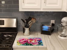 Load image into Gallery viewer, Peonies in Watercolor Glass Cutting Boards – Durable, Decorative Kitchen Art Large