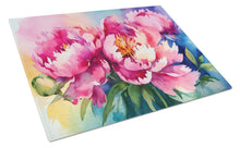Load image into Gallery viewer, Peonies in Watercolor Glass Cutting Boards – Durable, Decorative Kitchen Art Large