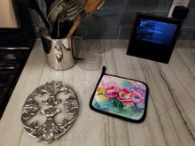 Load image into Gallery viewer, Peonies in Watercolor Pot Holders - Set of 2 Decorative Kitchen Helpers | Made in the USA