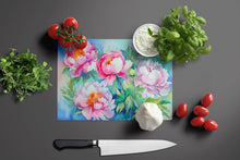 Load image into Gallery viewer, Peonies in Watercolor Glass Cutting Boards – Durable, Decorative Kitchen Art Large