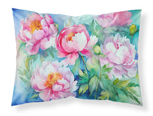 Load image into Gallery viewer, Peonies in Watercolor Fabric Standard Pillowcase – Artistic Decorative Front, White Back