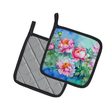 Load image into Gallery viewer, Peonies in Watercolor Pot Holders - Set of 2 Decorative Kitchen Helpers | Made in the USA