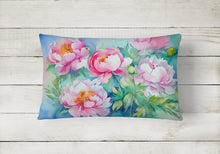 Load image into Gallery viewer, Peonies in Watercolor Fabric Decorative Pillow