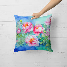 Load image into Gallery viewer, Peonies in Watercolor Throw Pillow
