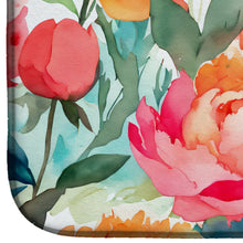 Load image into Gallery viewer, Peonies in Watercolor Dish Drying Mat