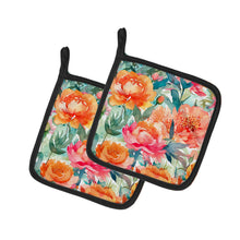 Load image into Gallery viewer, Peonies in Watercolor Pot Holders - Set of 2 Decorative Kitchen Helpers | Made in the USA