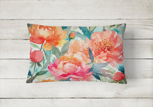 Load image into Gallery viewer, Peonies in Watercolor Fabric Decorative Pillow