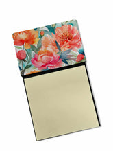 Load image into Gallery viewer, Peonies in Watercolor Sticky Note Holder- Refiilable Desk Accessory Note Pad