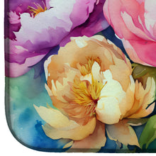 Load image into Gallery viewer, Peonies in Watercolor Dish Drying Mat