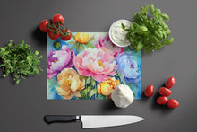 Load image into Gallery viewer, Peonies in Watercolor Glass Cutting Boards – Durable, Decorative Kitchen Art Large