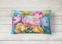 Load image into Gallery viewer, Peonies in Watercolor Fabric Decorative Pillow