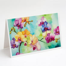 Load image into Gallery viewer, Orchids in Watercolor Greeting Cards -  Blank Note Cards – 8-Pack of Artist-Designed Cards with Envelopes