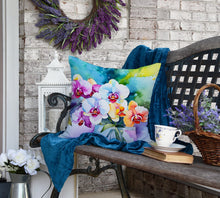 Load image into Gallery viewer, Orchids in Watercolor Throw Pillow