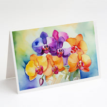Load image into Gallery viewer, Orchids in Watercolor Greeting Cards -  Blank Note Cards – 8-Pack of Artist-Designed Cards with Envelopes