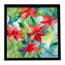 Load image into Gallery viewer, Poinsettias in Watercolor Framed Metal Print