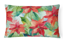 Load image into Gallery viewer, Poinsettias in Watercolor Fabric Decorative Pillow