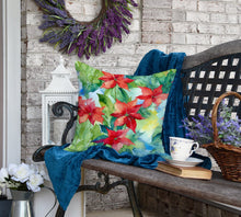 Load image into Gallery viewer, Poinsettias in Watercolor Throw Pillow