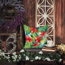 Load image into Gallery viewer, Poinsettias in Watercolor Throw Pillow