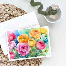 Load image into Gallery viewer, Ranunculus in Watercolor Greeting Cards -  Blank Note Cards – 8-Pack of Artist-Designed Cards with Envelopes