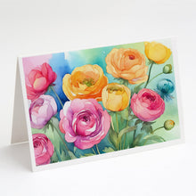 Load image into Gallery viewer, Ranunculus in Watercolor Greeting Cards -  Blank Note Cards – 8-Pack of Artist-Designed Cards with Envelopes