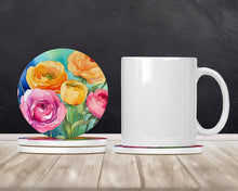 Load image into Gallery viewer, Ranunculus in Watercolor Large Sandstone Coasters Pack of 4
