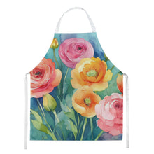 Load image into Gallery viewer, Ranunculus in Watercolor Apron – Artist-Designed Kitchen, BBQ &amp; Craft Apron
