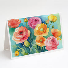 Load image into Gallery viewer, Ranunculus in Watercolor Greeting Cards -  Blank Note Cards – 8-Pack of Artist-Designed Cards with Envelopes