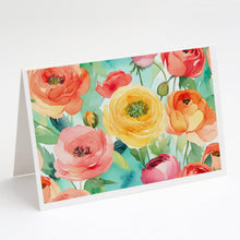 Load image into Gallery viewer, Ranunculus in Watercolor Greeting Cards -  Blank Note Cards – 8-Pack of Artist-Designed Cards with Envelopes