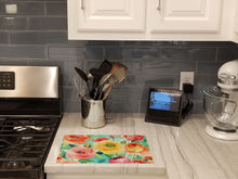 Load image into Gallery viewer, Ranunculus in Watercolor Glass Cutting Boards – Durable, Decorative Kitchen Art Large