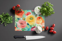 Load image into Gallery viewer, Ranunculus in Watercolor Glass Cutting Boards – Durable, Decorative Kitchen Art Large