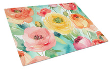 Load image into Gallery viewer, Ranunculus in Watercolor Glass Cutting Boards – Durable, Decorative Kitchen Art Large