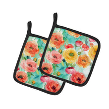 Load image into Gallery viewer, Ranunculus in Watercolor Pot Holders - Set of 2 Decorative Kitchen Helpers | Made in the USA