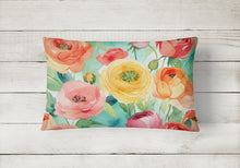 Load image into Gallery viewer, Ranunculus in Watercolor Fabric Decorative Pillow