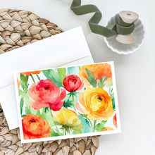 Load image into Gallery viewer, Ranunculus in Watercolor Greeting Cards -  Blank Note Cards – 8-Pack of Artist-Designed Cards with Envelopes