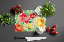 Load image into Gallery viewer, Ranunculus in Watercolor Glass Cutting Boards – Durable, Decorative Kitchen Art Large