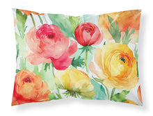 Load image into Gallery viewer, Ranunculus in Watercolor Fabric Standard Pillowcase – Artistic Decorative Front, White Back