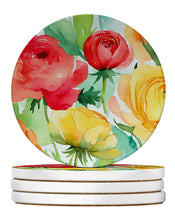 Load image into Gallery viewer, Ranunculus in Watercolor Large Sandstone Coasters Pack of 4
