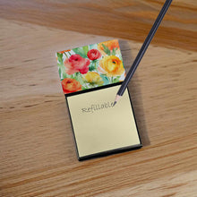 Load image into Gallery viewer, Ranunculus in Watercolor Sticky Note Holder- Refiilable Desk Accessory Note Pad