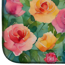 Load image into Gallery viewer, Roses in Watercolor Dish Drying Mat